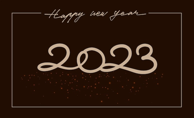 Greeting card hand happy new year 2023 hand written lettering vector illustration