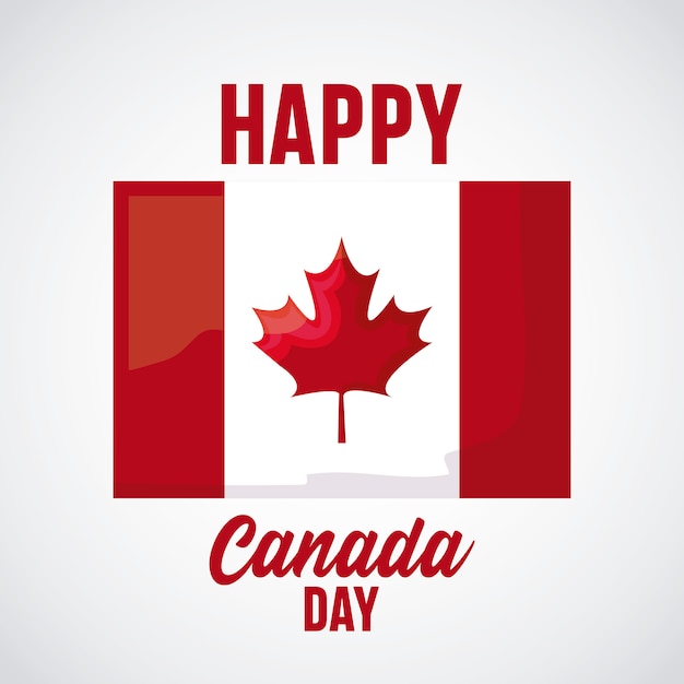 Greeting card of happy Canada day with flag