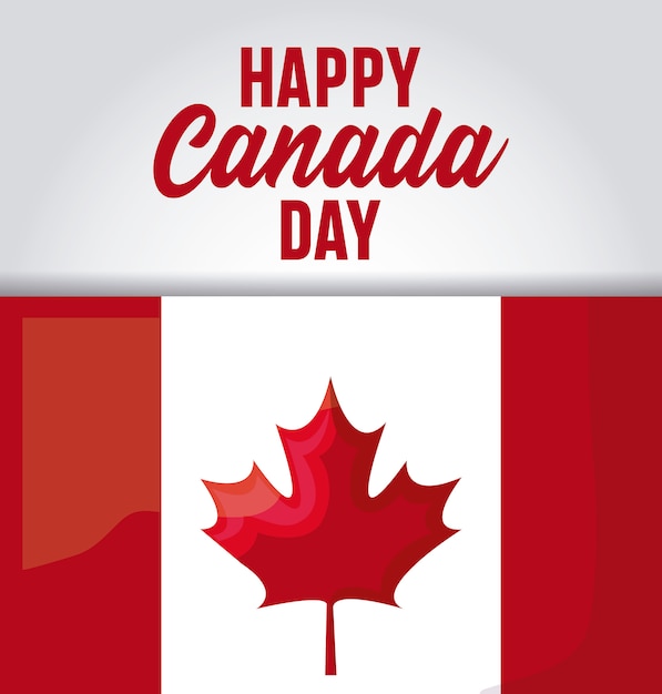 Greeting card of happy day Canada with flag