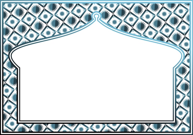 Greeting card for Islamic holidays with an abstract pattern in Tosca blue and black combination