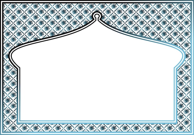 トスカの青と黒の組み合わせで抽象的なパターンを持つイスラム教の祝日のグリーティング カード