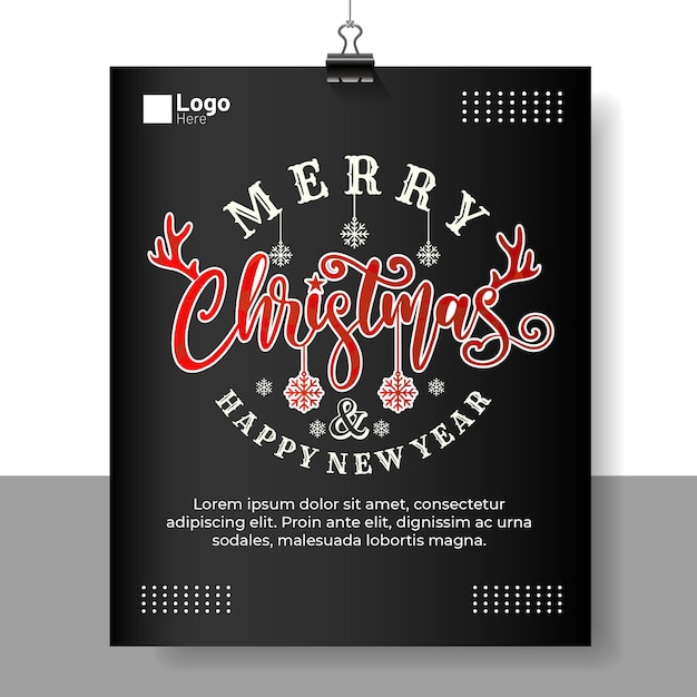 Vector greeting card of merry christmas with hand lettering design