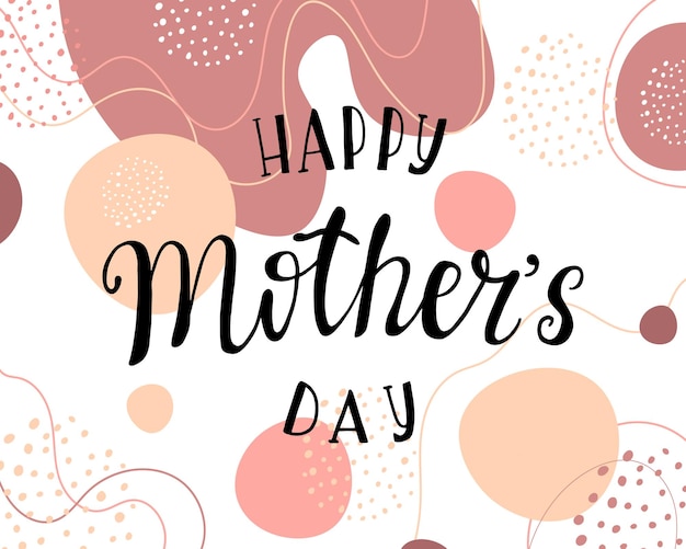 greeting card for Mother's Day Vector banner on white background with abstract shapes lines dots