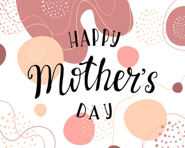 greeting card for mother's day vector banner on white background with abstract shapes lines dots