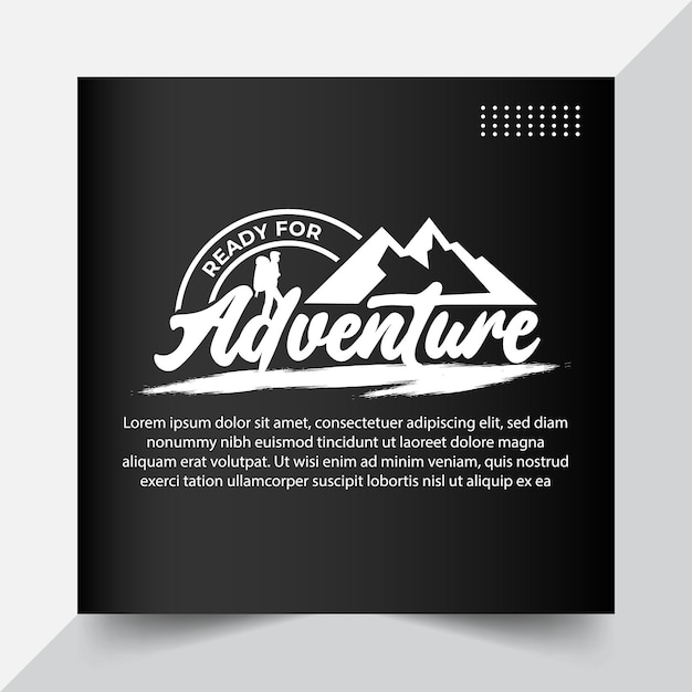 Vector greeting card of ready for adventure social media flyer design