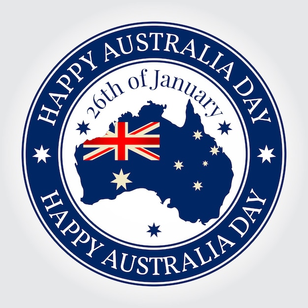 Поздравительная открытка с резиновым штампом Happy Australia Day National Celebration Vector illustration