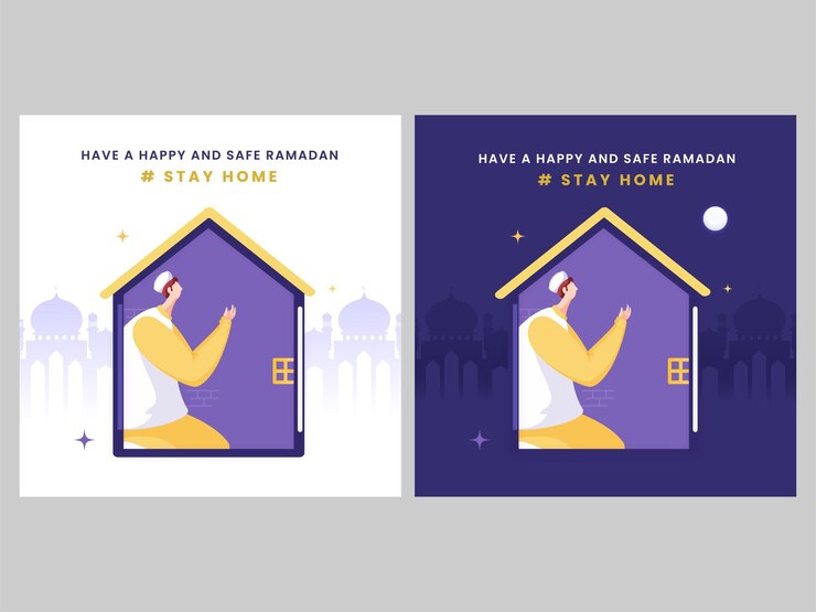 Vector greeting card set of safe ramadan