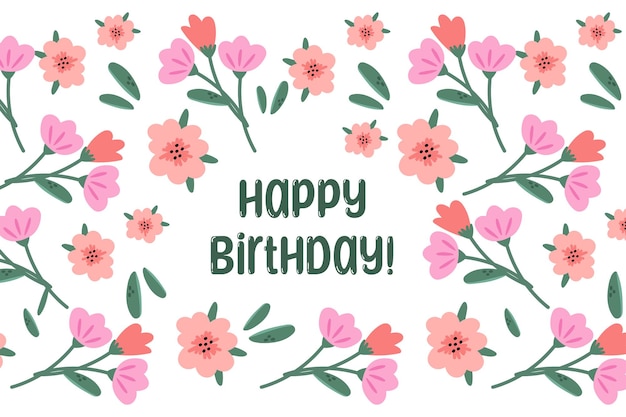 Greeting card Spring flowers Happy birthday