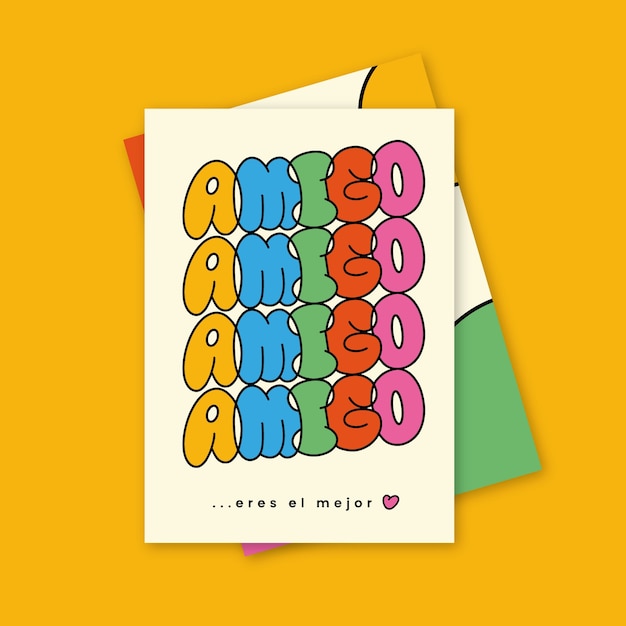 greeting card template for dia del amigo in spanish