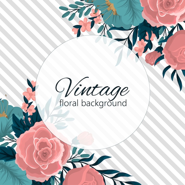 Greeting card template with floral background