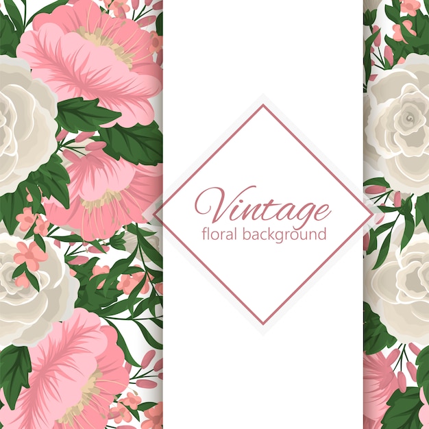 Greeting card template with floral background