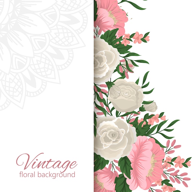 Greeting card template with floral background