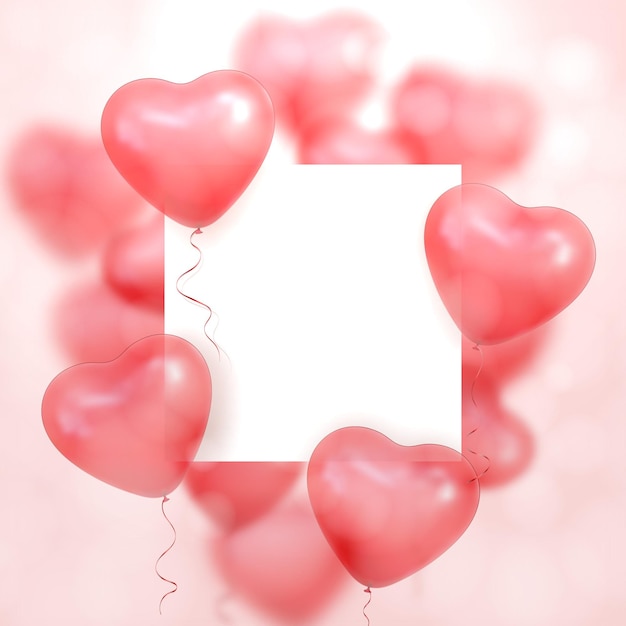 Greeting card for valentines day red balloons