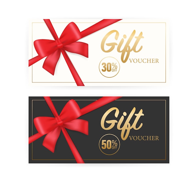 Vector greeting card vintage coupon ticket card ribbon banner with golden gift voucher on gold background