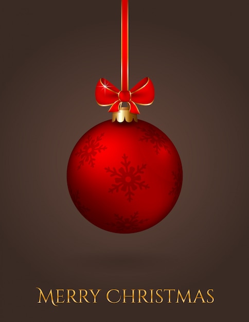 Greeting card with christmas ball. illustration. 