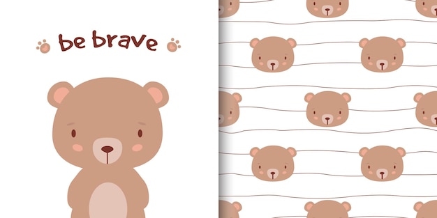 スワッチパネルに含まれる可愛いクマと子供のパターン付きのパターンのグリーティングカード