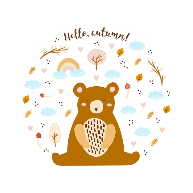 Greeting card with cute bear 