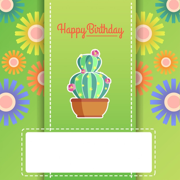 Vettore biglietto di auguri con illustrazione di cactus carino