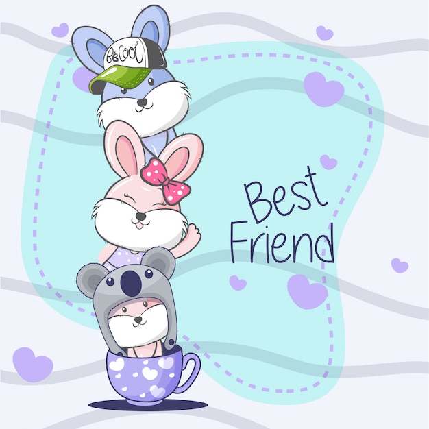 Greeting card with cute cartoon.