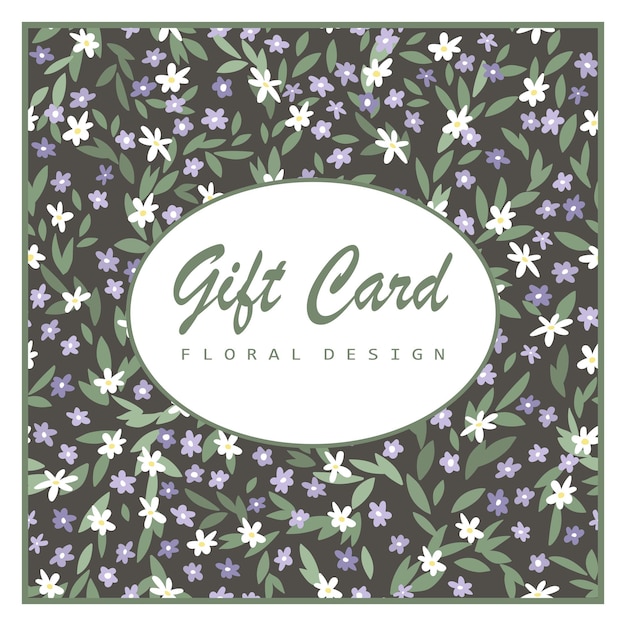 かわいい小さな花のグリーティング カード カラフルなベクトル イラスト ヴィンテージ色とりどりのデザイン