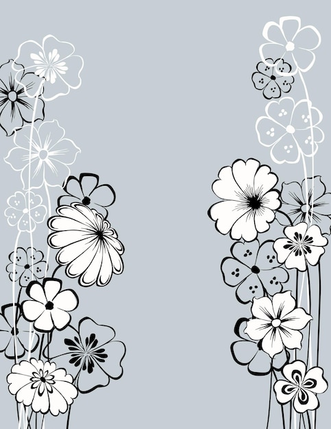 Vector a greeting card with decorative drawn flowers