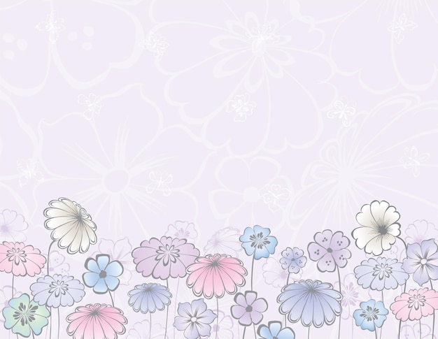 Vector greeting card with decorative meadow flowers