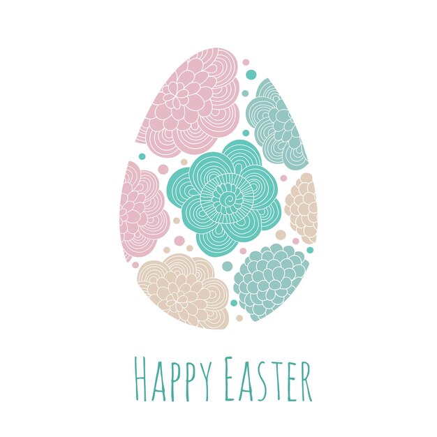 Greeting card with Easter egg with cute abstract pattern