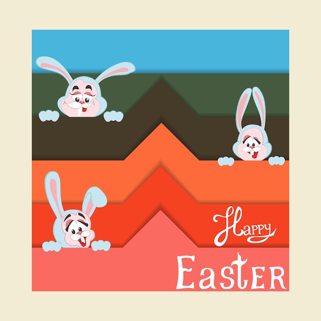 부활절 토끼와 인사말 카드 재미 있는 토끼 부활절 토끼