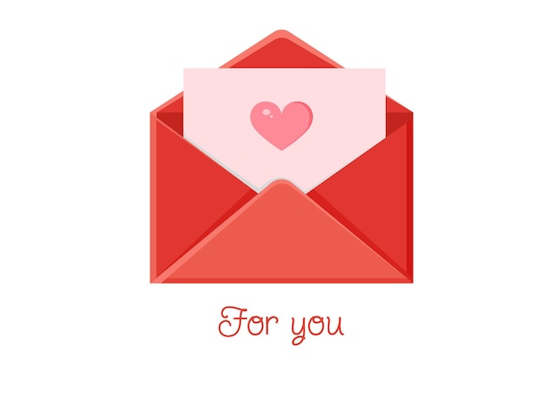 Greeting card with an envelope Love message Love letter for Valentines Day