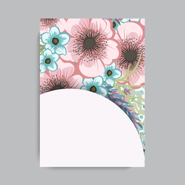 Vector greeting card with flowers. vector background.