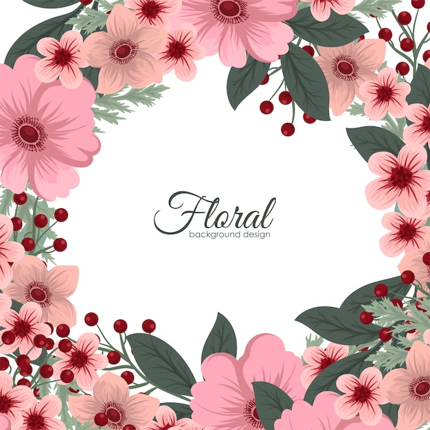 Greeting card with flowers, watercolor. Vector frame