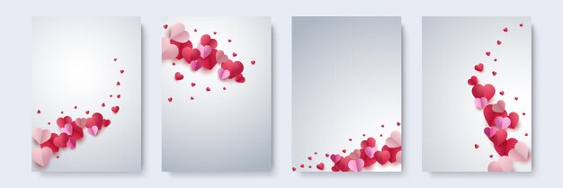 Greeting card with heart balloon abstract decoration happy valentine day banners paper art style