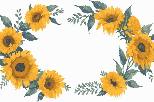 greeting card with place for text a small bouquet of autumn yellow sunflowers on white background