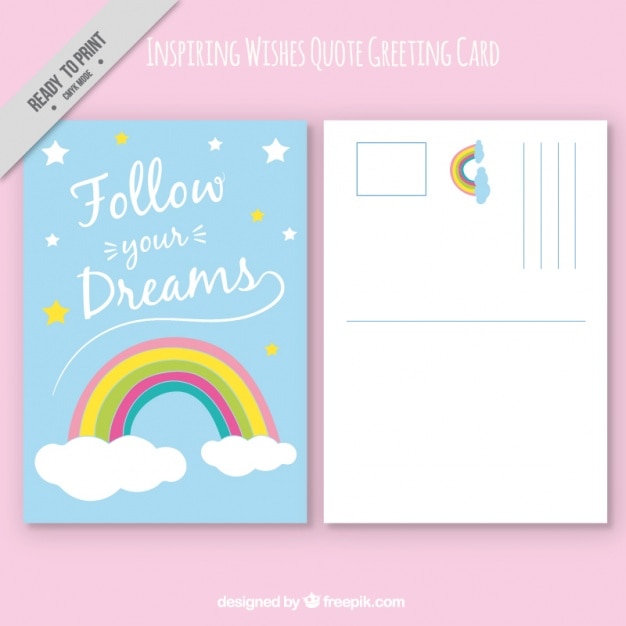 Greeting card with rainbow and quote