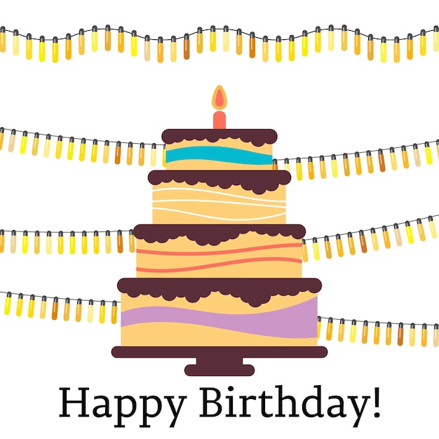 Vector greeting card with sweet cake for birthday celebration vector illustrationxa