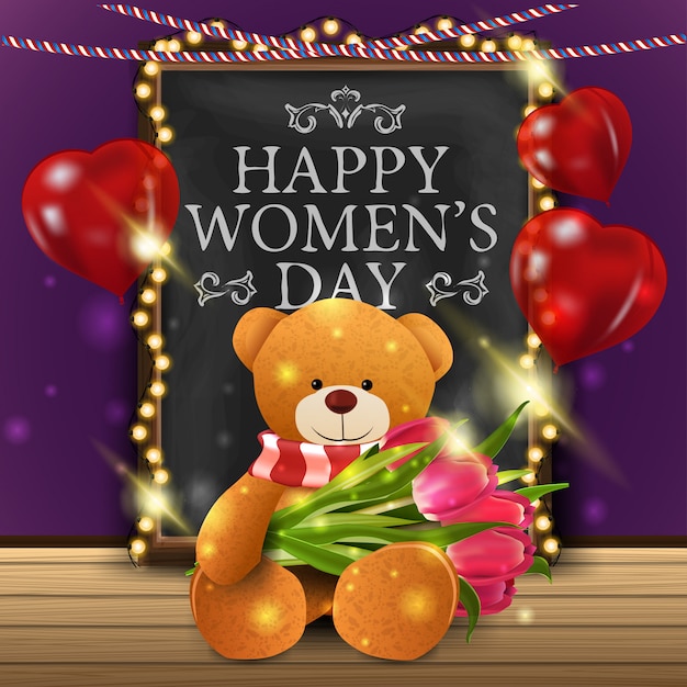 칠판으로 여성의 날 인사말 카드