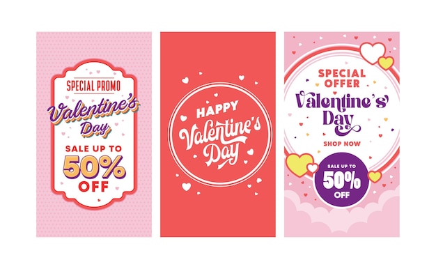 Greeting Cards of Happy Valentine's Day. Trendy poster art templates illustration.