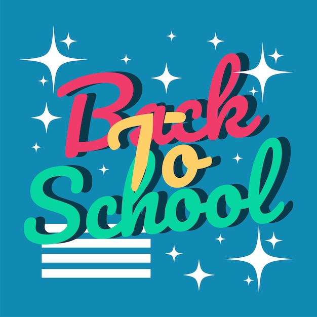 Vector greeting design back to school on a blue background