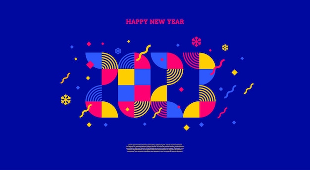 Vector greeting design with multicolored 2023 new year logo