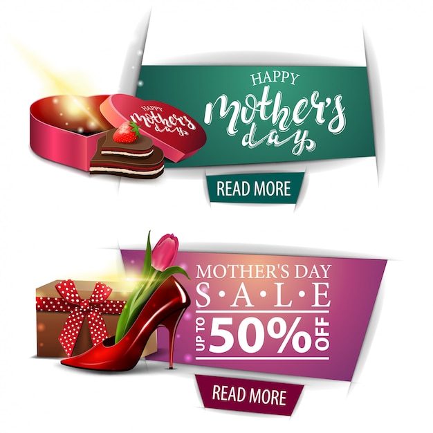 Greeting and discount banner for mother's day with a button