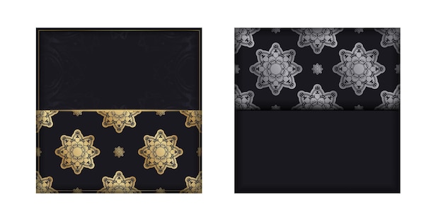 Greeting flyer in black with greek gold ornaments for your design.