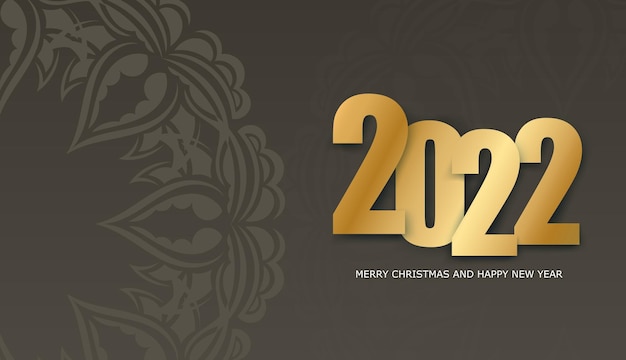 Greeting flyer template 2022 merry christmas and happy new year brown color abstract light pattern