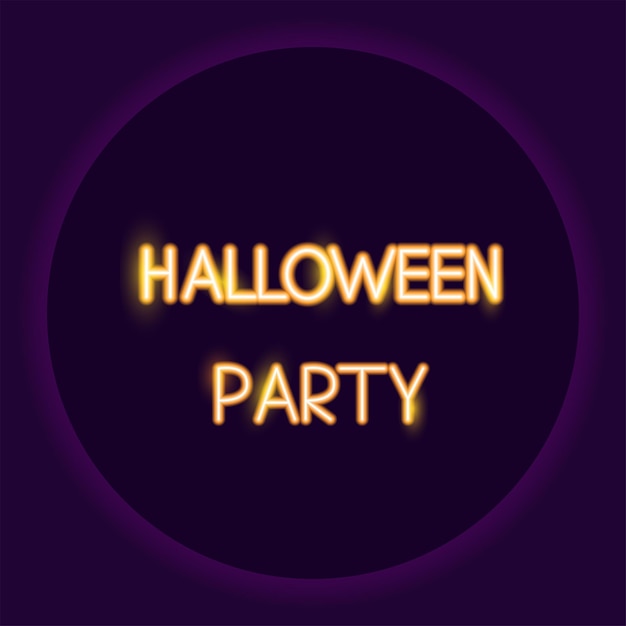 Greeting halloween party text neon icon Halloween neon sign Holiday concept Vector illustration