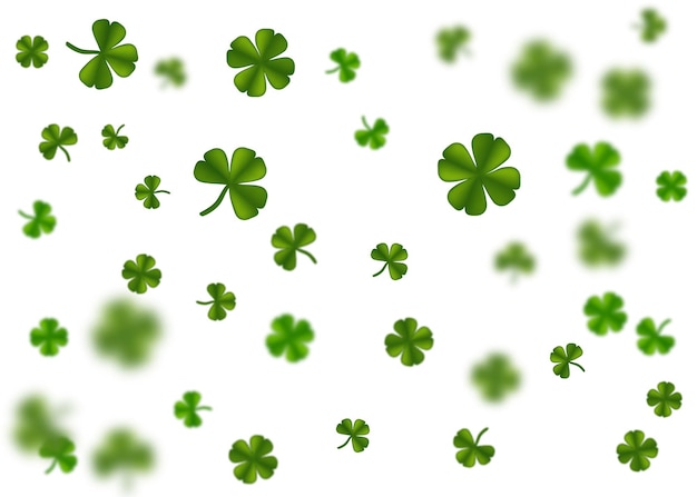 Greeting happy st patricks day holiday green clover random size falling shimmer