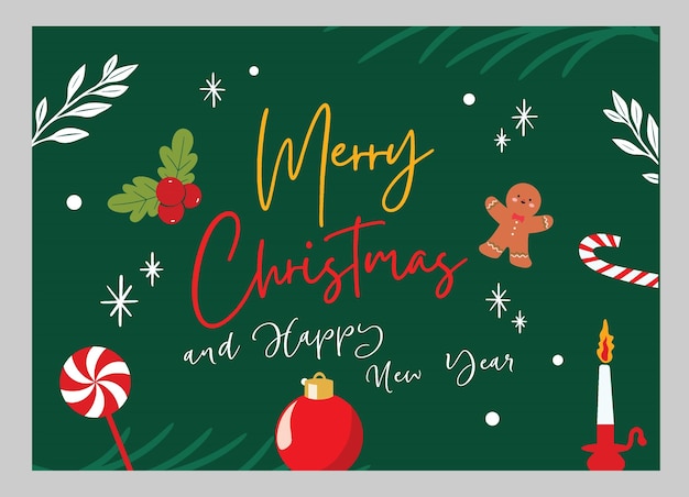 祝賀カード メリークリスマス & ハッピーニューイヤー ハッピークリスマス 友達 新年カード