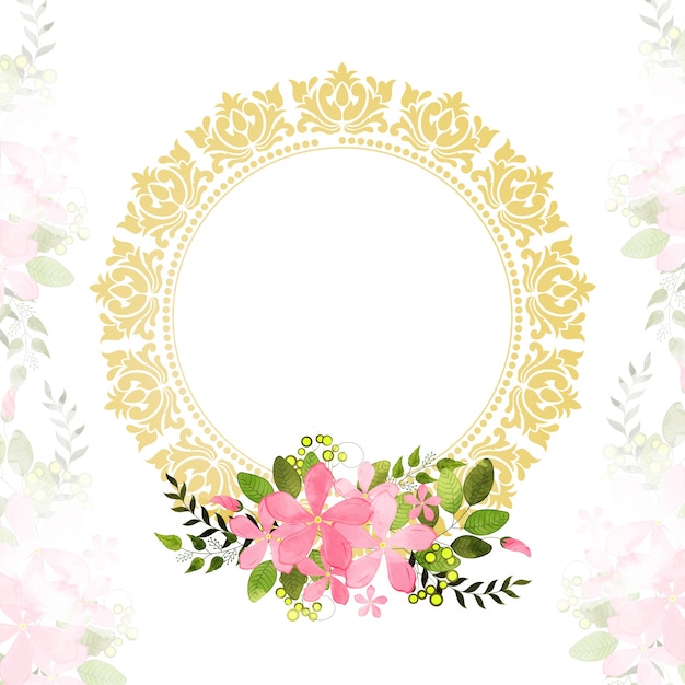 Greeting or Invitation Card with pink flowers.