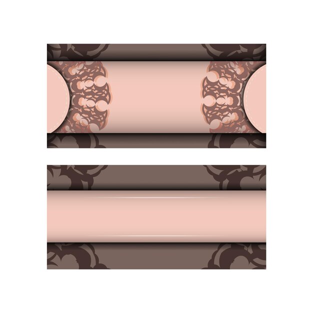 タイポグラフィ用に用意された豪華なパターンのピンクのグリーティング リーフレット
