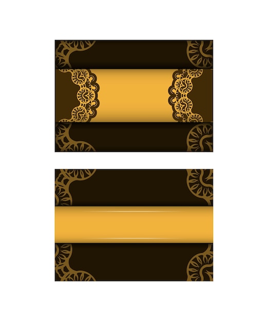 Greeting Leaflet in yellow color with greek brown ornament for your congratulations.