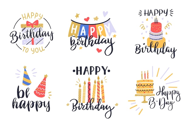 Greeting lettering cake balloons and candle birthday greeting card decoration