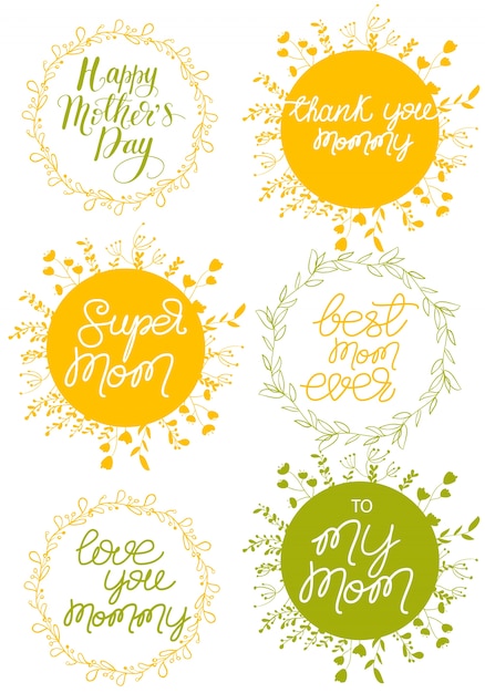 Greeting Lettering set for Mother's Day. Vector illustration.